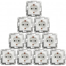 Акционная цена! Продажа кратно 10 штук. Розетка с заземлением Schneider Electric Asfora Белый EPH2970121 (без рамки) (на данный комплект розеток не распространяется накопительная скидка!)